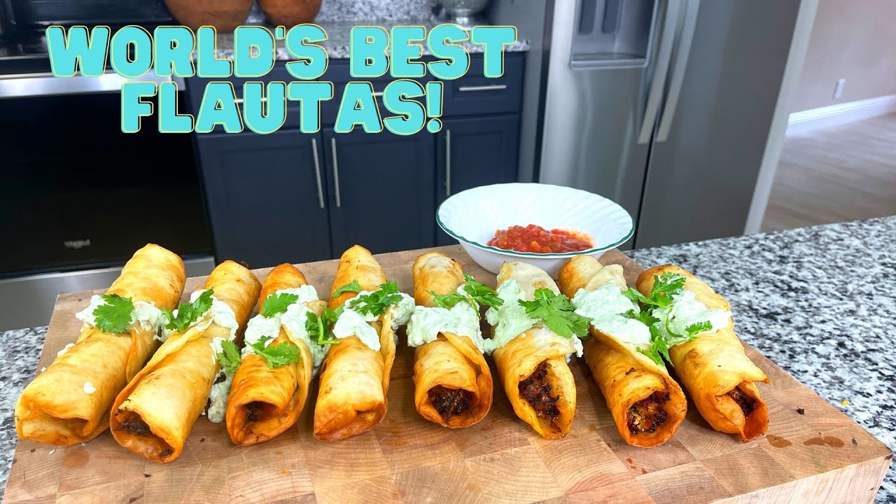 The Ultimate Crispy Rotisserie Chicken Flautas with Zesty Avocado Cream